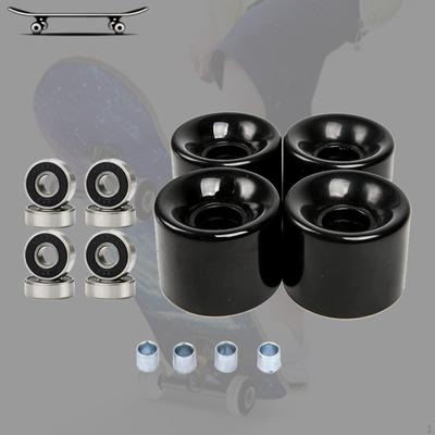 4 60mm 78A PU kolečka na skateboard s ložisky a distančními vložkami, pro extrémně hladké street bruslení