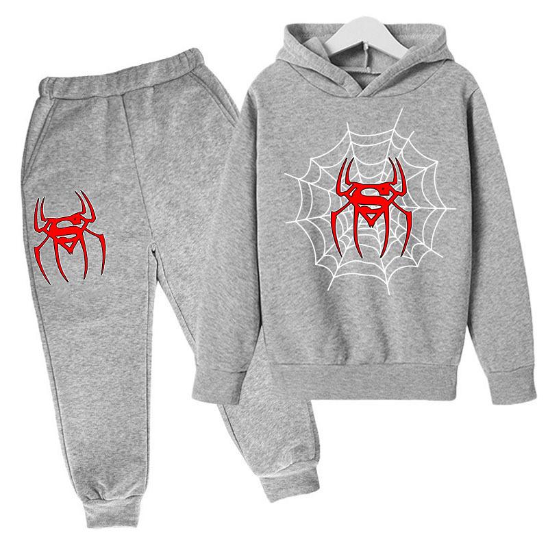 Autumn Winter Spider Printed Hoodies Sweatpants Set Fashionable Casual Warm Sports Long Sleeved Pants Men's Sport Wear