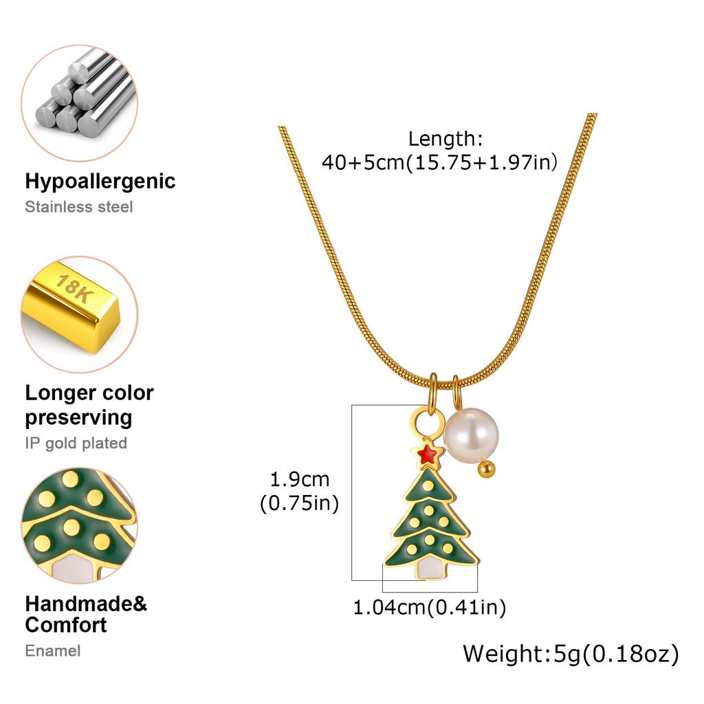 Collier de Noël pour femme, Chaîne en acier inoxydable réglable à la mode, Cadeaux de bijoux pour fête et festival