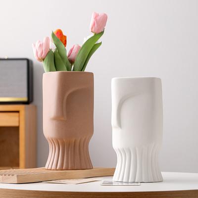 Abstract Face Vase Ceramic Hydroponic Vase Flower Arrangement Home Decor Desktop Art Ornaments Garden Decoration
