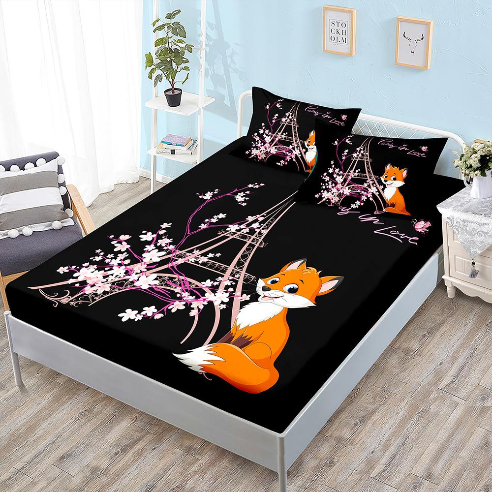 Cartoon Three-Piece Animal Fox Unicorn Mattress Mattress Mattress Protective Cover