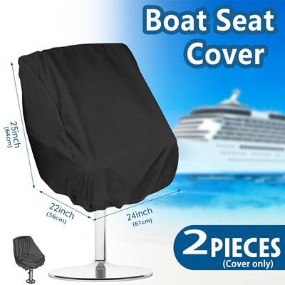 2-Piece Boat Seat Protective Covers, Universal Standard Size Design, for Float Boats, Deck Chairs & Marine Seats