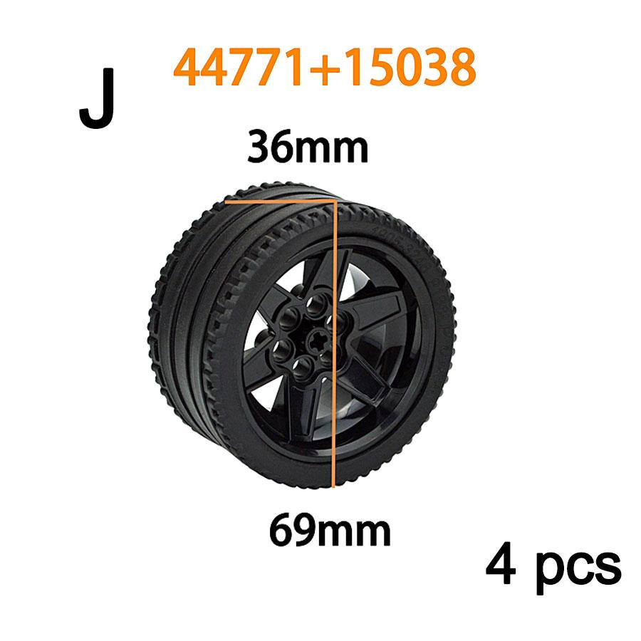 MOC Brick Wheel Hub Technical Tire Car Truck Vehicle Tire Construction Building Blocks 56145 32019 86652 56908 41897 54120 Leduo