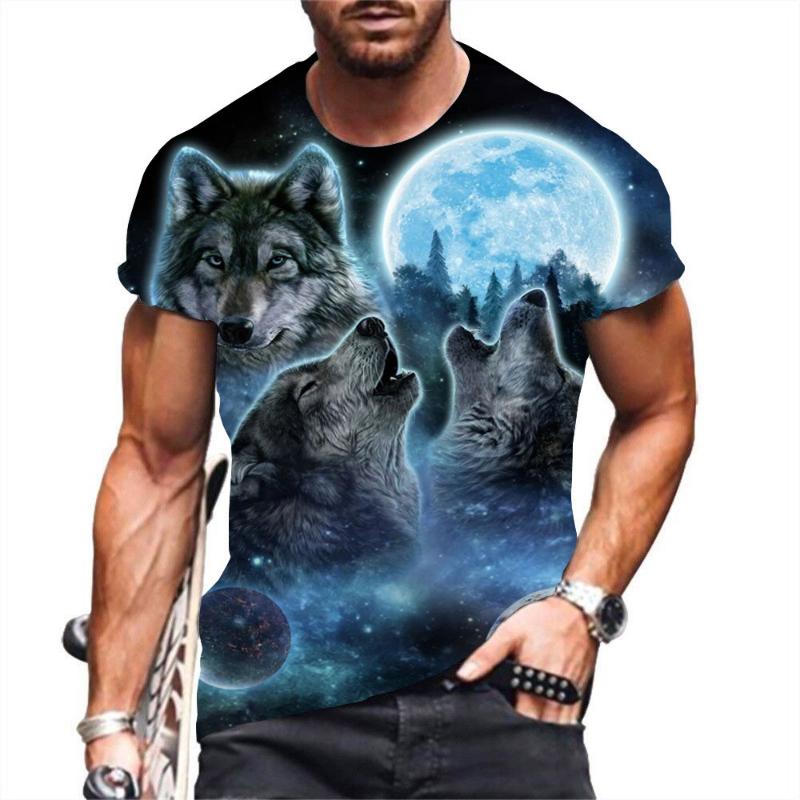 Fashion Men's Crew Neck Short Sleeve 3D Casual Color Printing Casual Short Sleeve Crew Neck T-Shirt