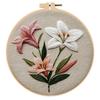 1 set Lily Embroidery Kit - Lily Cross Stitch, a beginner-friendly embroidery material kit with English stitch instructions. DIY embroidery craft kit.