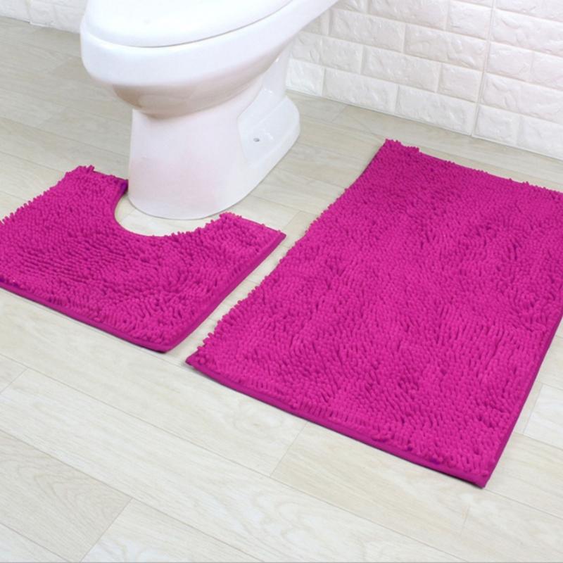 Bathroom Rugs Chenilles Bath Mats Set of 2 Nonslip Bath Mats Super Absorbent UShaped Carpets Decoration Machine Wash