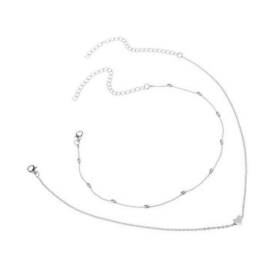 

Simple Double Layers Chain Heart Pendant Necklace Choker Women s Fashion Jewelry серебряный