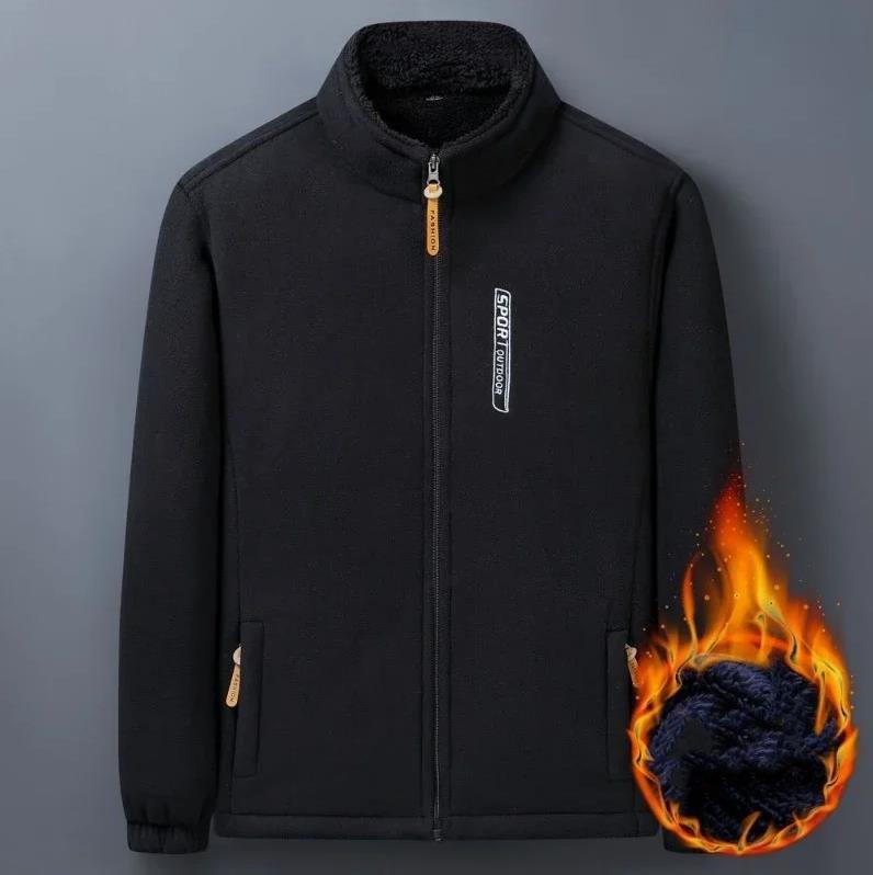 Winter Men Outdoor Fleece Jacket Casual Polar Fleece Cold-Proof Thickened Coat Lightweight Windproof Zipper Cardigan Warm Jacket