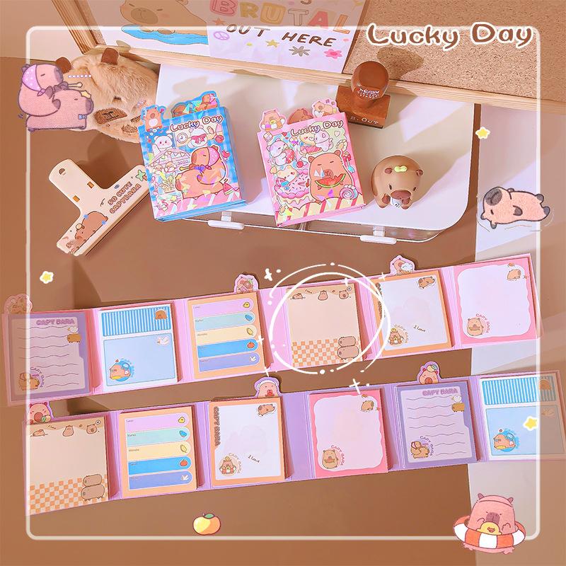 Cartoon Capybara Sticky Notes Set Kawaii Sticky Notes Office School Planner Simple Cute Note Pad Student Stationery Gifts