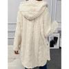 Autumn Winter Hooded Solid Color Cardigan with Button Long Sleeve Casual Coat