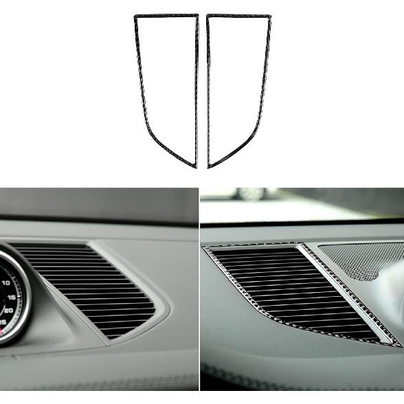 Real Premium Carbon Fiber Car Center Console Gear Shifter Electronic Handbrake Panel Cover Trim Soft Sticker Set Compatible with Porsche Macan