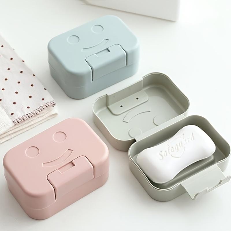 2pcs Cartoon Sealed Soap Box With Lid, Portable Travel Soap Container, Bathroom Soap Storage Case