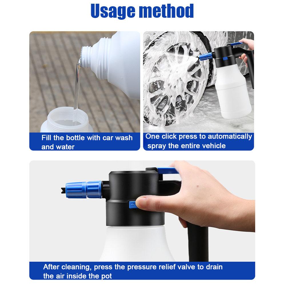 Electric Foam Sprayer 1.5L Foam Generator For Car Wash Lithium Battery Foam Lance 1h Endurance Car Wash Towel Foam Wash Cleanear