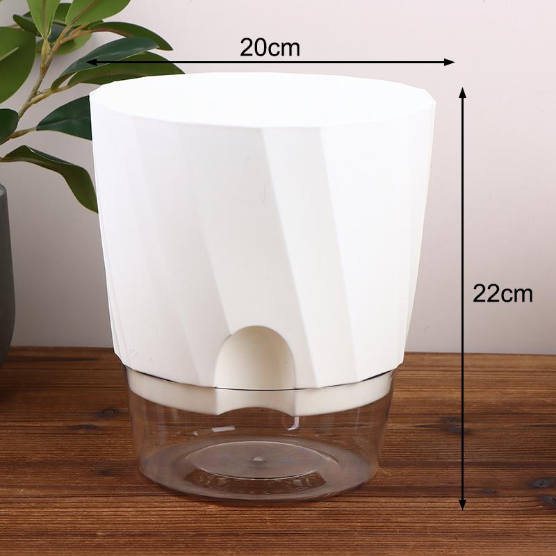 

Lazy Hydroponic Flower Pot Automatic Plastic Self Watering Planter Water-Absorbing Flowerpot Transparent Double Layer Office S белый