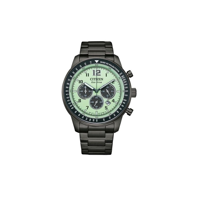 

CITIZEN 100 meters waterproof, solar Quartz, Steel Strap, , men s watch, green dial CA4507-84X синій
