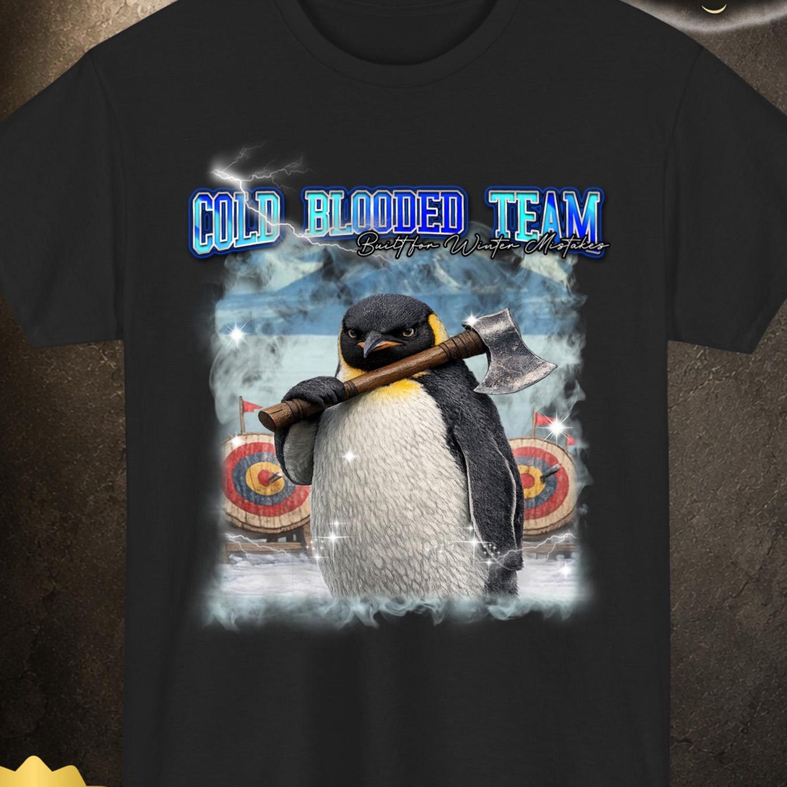 Ax Throwing Shirt Funny Penguin Design, Arctic Penguin TShirt, Ax Throwing Gift Idea S