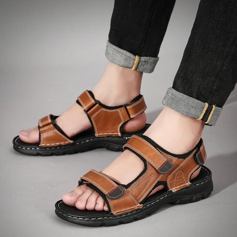 Sandale Pu Bărbați Sandale Trend Casual Mărime Mare Pantofi Sport de Vară Exterior Plajă Plate Confortabile Sandalias Hombre 2024