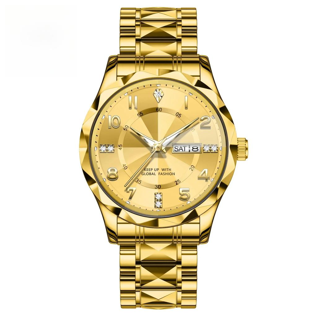Men Quartz Watch Waterproof Date Week Luminous Wristwatch Stainless Steel Watch Business Clock