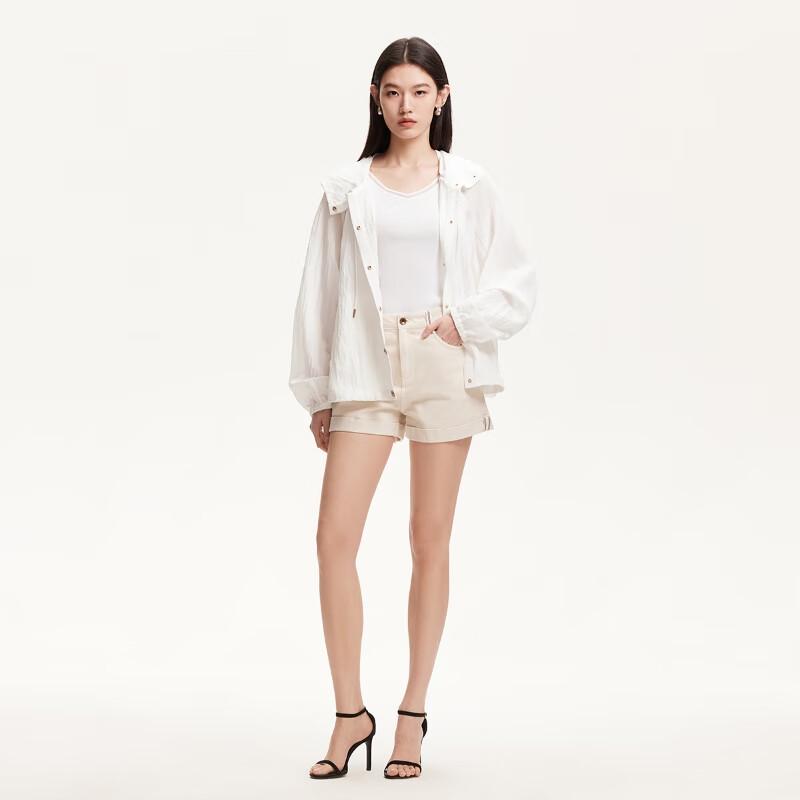 VEROMODA 2025 Summer Drawstring Hooded Textured Casual Jacket