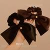 Large Velvet Ribbon Chouchou Adults Black Hair Accessory Tie (blackbrown)