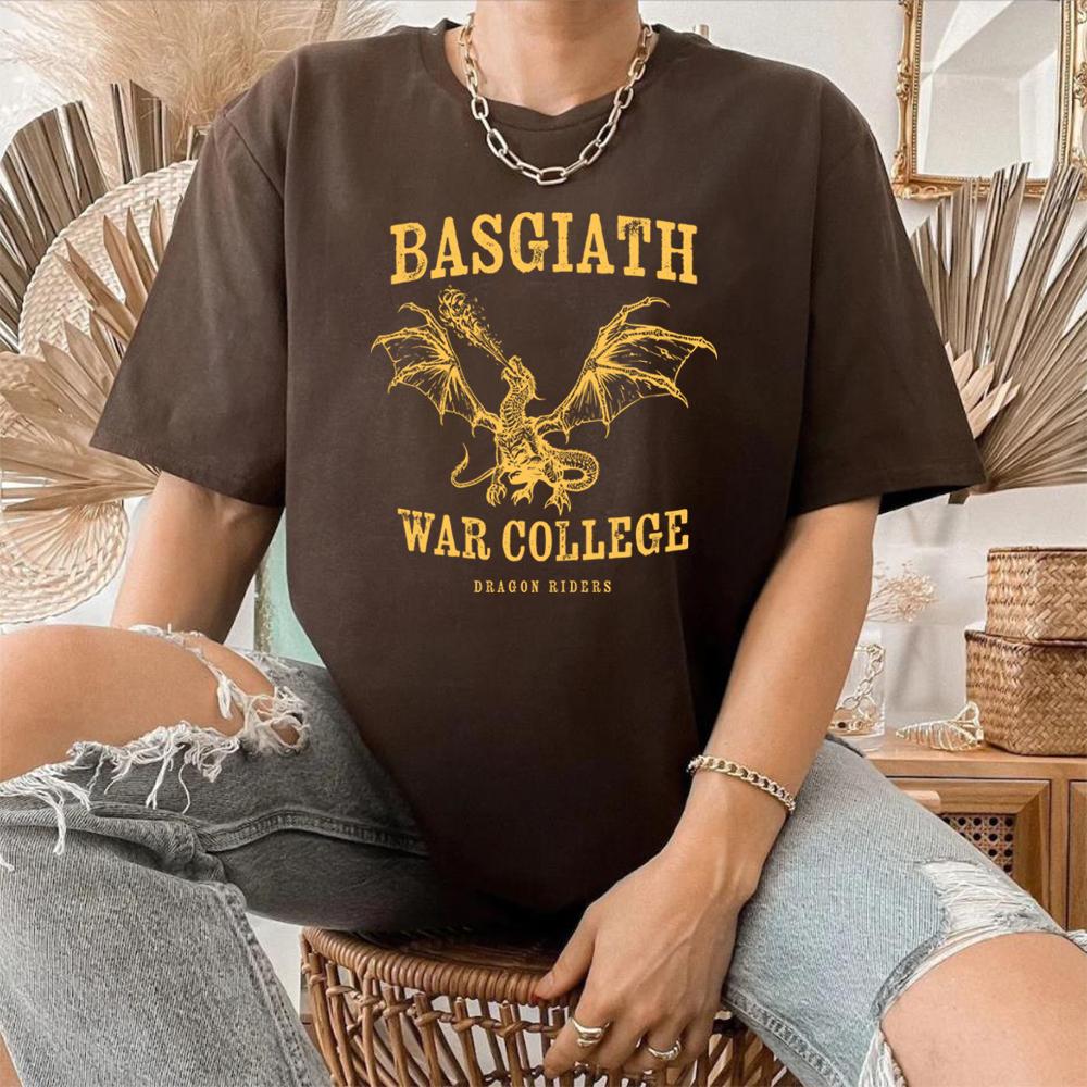 Basgiath War College Shirt Fourth Wing RoUnisextasy Fantasy YA Dark Academia Books TShirt Violet Sorrengail Xaden Riorson Tops