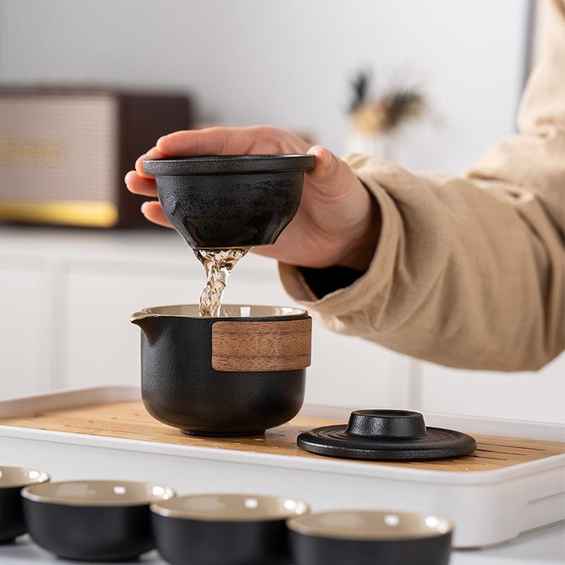 Lu Baoyanhe One Pot Two Cups Ceramic Travel Tea Set Tea Pot Company Business Activities Bank Hotel Souvenir