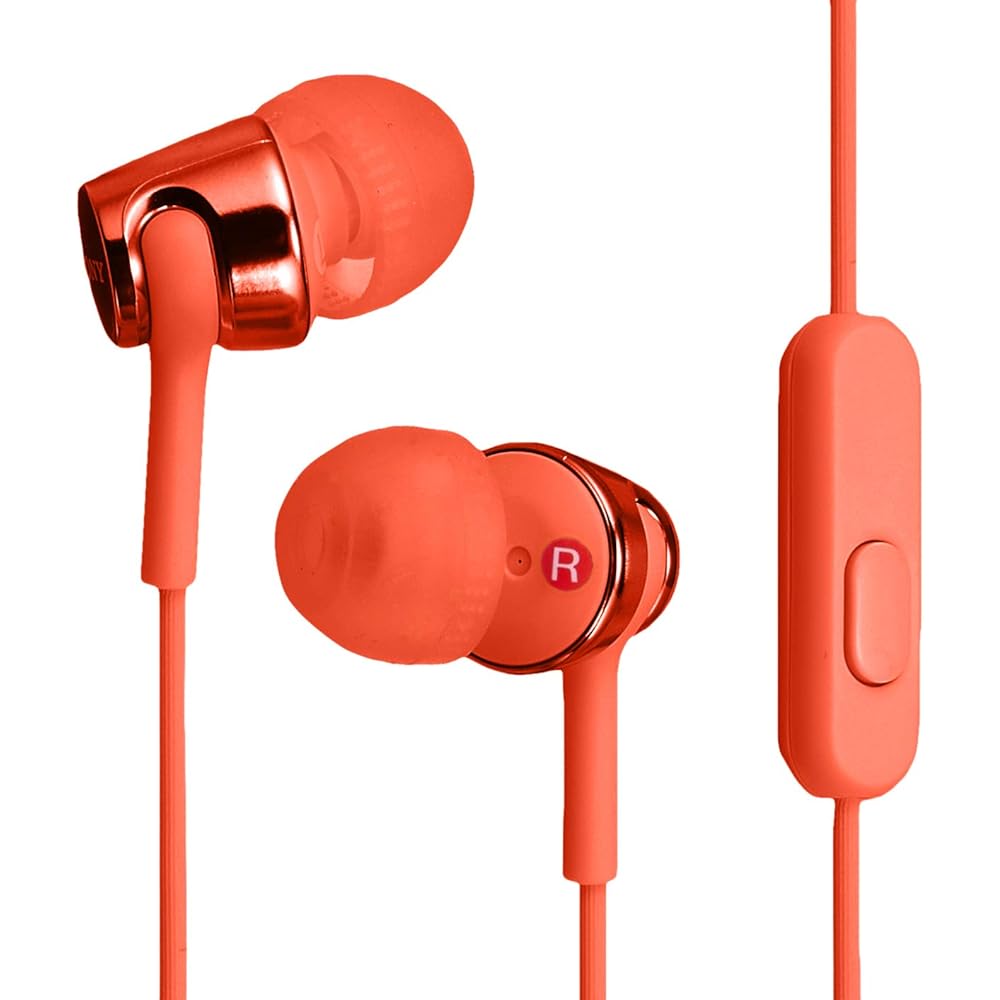 Sony MDR-EX155AP Earphones: In-ear Type with Remote Control and Microphone, Red (MDR-EX155AP R)