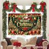 Christmas Party Backdrop 150*100cm Santa Print Polyester Background for Outdoor Yard Decor Garden Fence Balcony Party Su