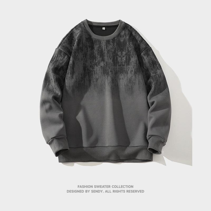 

Весенне-осенний мужской свитер, повседневная универсальная футболка с длинным рукавом, свитер с круглым вырезом M серый