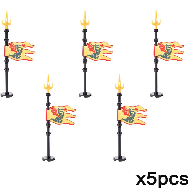 MOC Mittelalterliche Flagge Burg Serie Bausteine Figuren Zubehör Löwe Adler Altes Rom Burg Ritter Umhang Steine Spielzeug Geschenk
