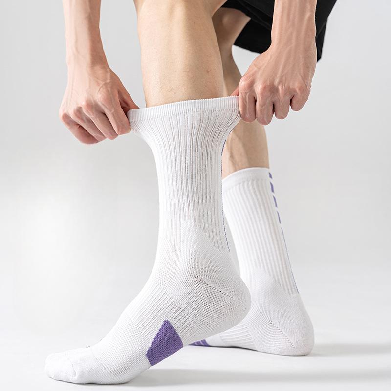 

Men s Professional Basketball Training Non Slip Thick Towel Bottom Breathable Long Socks 1 pair білий/синій