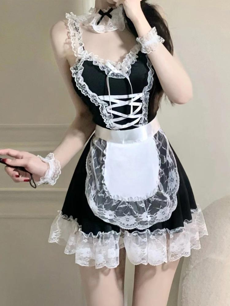 Underwear Women French Apron Maid Dress Cosplay Women Sexy Lingerie Costume Servant Lolita Hot Baby Doll Uniform Erotic Dress