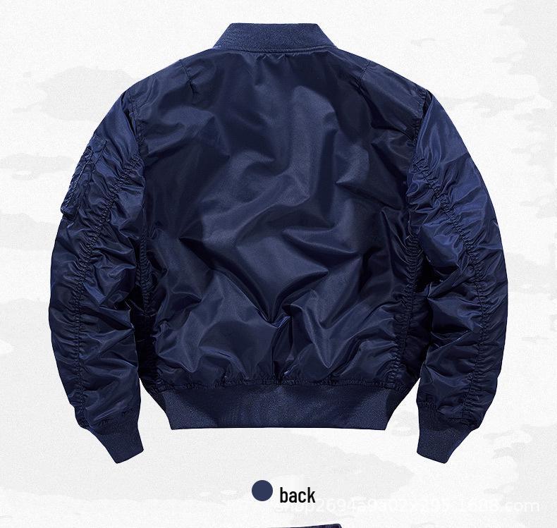 Herren Übergangs-MA-1 Bomberjacke: Einfarbige Motorrad-Oberbekleidung, Übergröße Baseballkragen Fliegeranzug