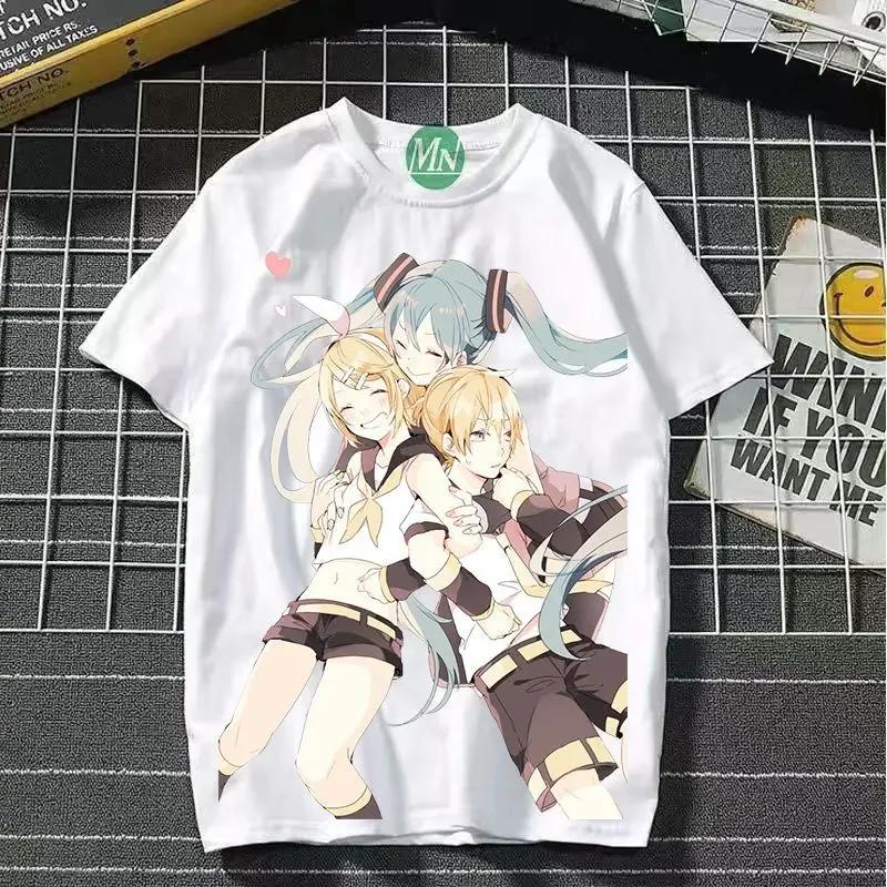 TXHatsune Miku Co-branded Animation 2D Short-sleeved T-shirt Cartoon Comic Printing Student Ladies Short-sleeved Clothes New Style