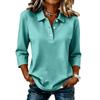Camicetta Casual da Donna con Bottoni Manica 3/4 Collo Top a Colori per Uso Quotidiano
