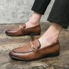 Fashion Brand Men's Leather Shoes Office Shoes Men Flats Leather Gold Glitter Wedding Banquet Loafers Comfortable Business Shoes Zapatos