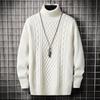 Men's Solid Color Jacquard Knit High Collar Double Lapel Sweater