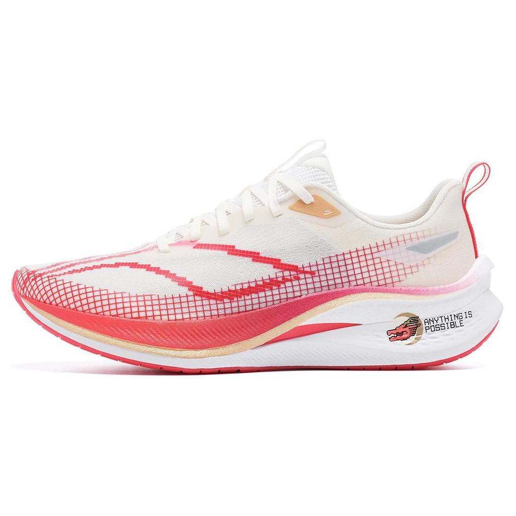 Li Ning Red Hare 7 Pro Cushioning Slip Resistant Abrasion Resistant Low top Running Shoes Men's White Red ARPU001-26