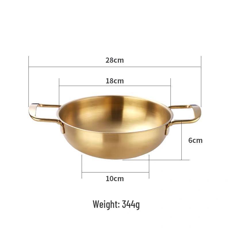 Korean Seafood Hot Pot: Stainless Steel Gold Soup Pot for Gas or Induction Stoves, Ideal for Noodles, Ramen, and Army Stew.
