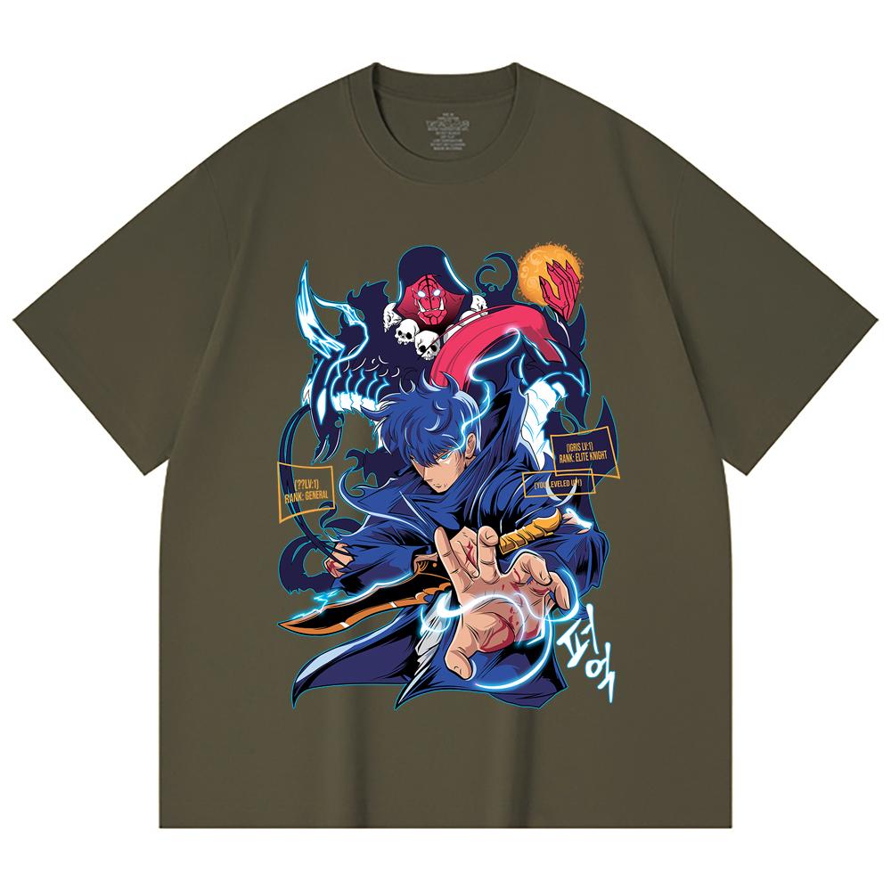 230 Gsm 100% Cotton Solo Leveling V14 Print Unisex Heavy Cotton T Shirt