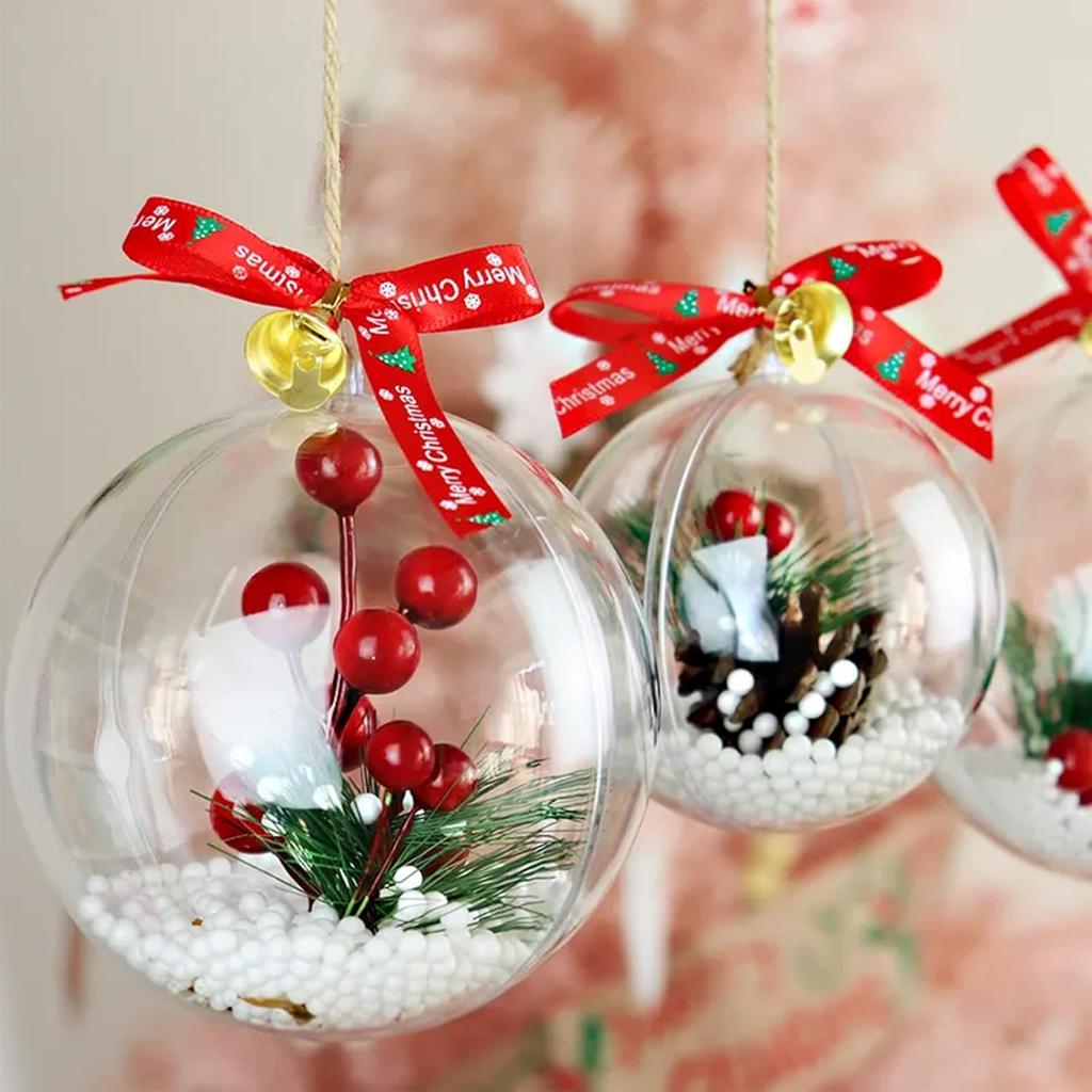 Clear Christmas Balls Plastic Empty Ball DIY Hanging Ball for Xmas Tree Pendent Ornaments Wedding Party Decor Fillable Baubles