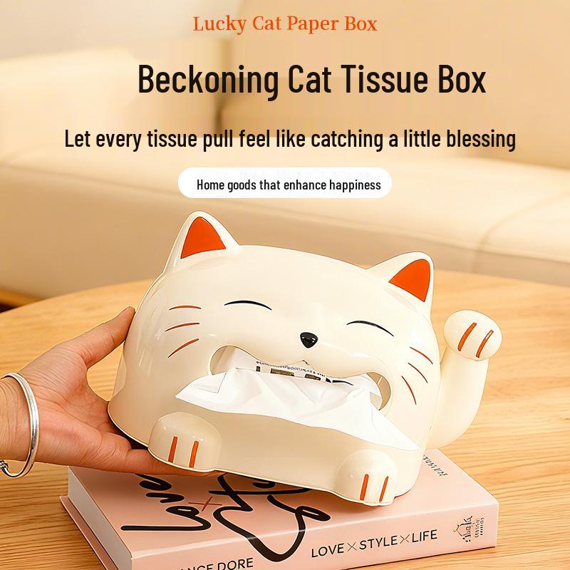 Creative Lucky Cat Tissue Box - Cute Home Decor & Desktop Storage