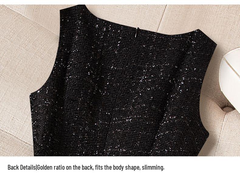 Elegant Mid-Length Woolen Vest Dress - Sleeveless, Slimming, Autumn/Winter Fashion