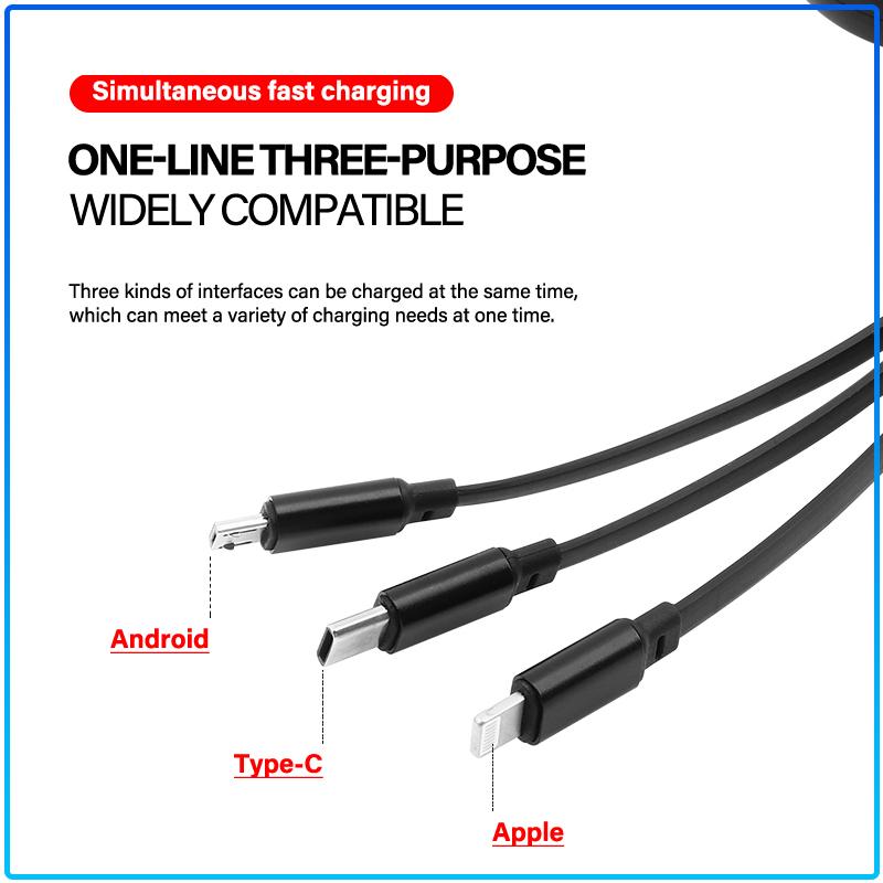 1Pcs Car Mounted Telescopic Three In One Mobile Phone Charger For Volvo XC60 XC90 S60 S80 S40 V40 V60 V70 V50 XC70