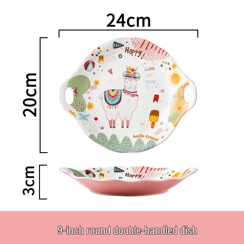 Creative Cartoon Alpaca 9-inch Ceramic Dinner Plate