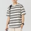Sailor Style Japanese Striped Cotton Short Sleeve Men's T-Shirt: Loose Fit for Couples & Teens