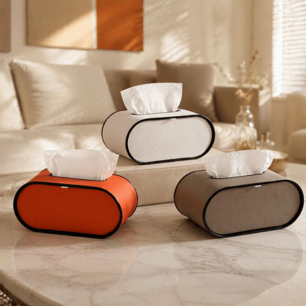 Leather Paper Towel Box Light Luxury Napkin Storage Case Paper Towel Dispenser Office