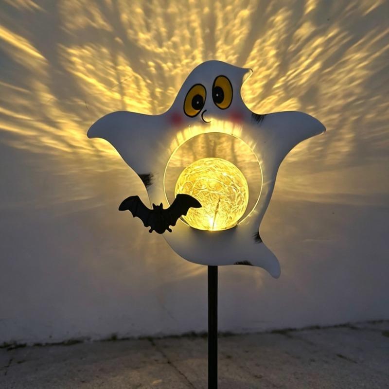 Halloweenové roztomilé bílé duchy solární zahradní světla, vodotěsná venkovní LED světla na cestičku pro dvorek, trávník, sváteční party dekorace