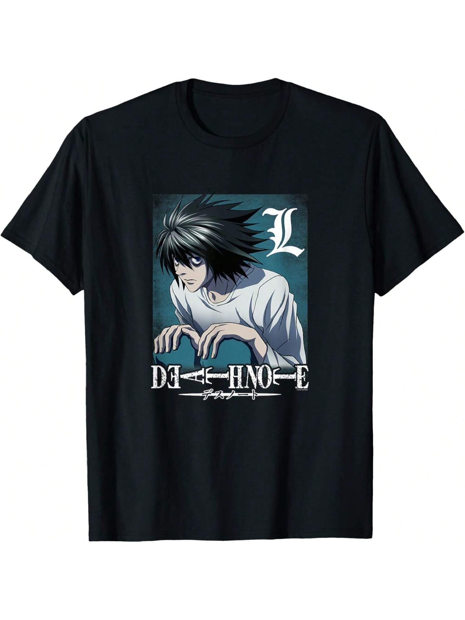 Deaths Notes L Crouching With Logo Anime T-Shirt S разноцветный