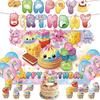 Cartoon Baozi Party Decor Set Squeeze Theme Cake Toppers New Birthday Banner Kits  For Boys Girls
